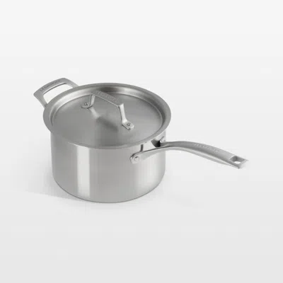 Crate & Barrel Le Creuset ® Essential Stainless Steel 4-qt. Covered Saucepan In Silver
