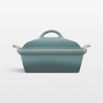 Crate & Barrel Le Creuset ® Heritage 3-qt. Sea Salt Covered Square Casserole Dish With Lid, 9x9" In Blue