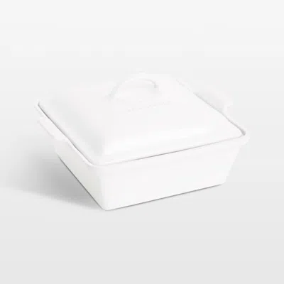 Crate & Barrel Le Creuset ® Heritage 3-qt. White Covered Square Casserole Dish With Lid, 9x9"