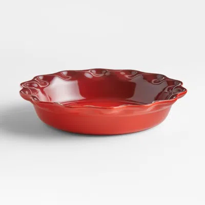 Crate & Barrel Le Creuset ® Heritage 9" Cerise Stoneware Pie Dish With Fluted Rim In Red