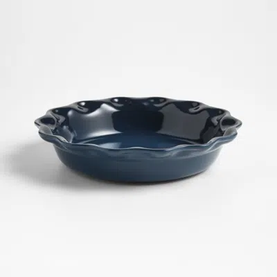 Crate & Barrel Le Creuset ® Heritage 9" Nuit Stoneware Pie Dish With Fluted Rim In Blue