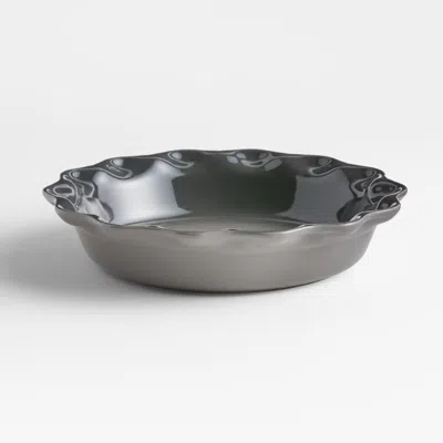 Crate & Barrel Le Creuset ® Heritage 9" Oyster Stoneware Pie Dish With Fluted Rim In Gray