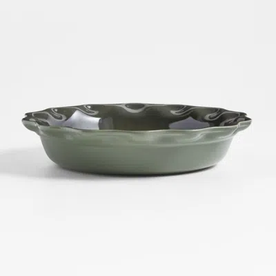 Crate & Barrel Le Creuset ® Heritage 9" Thyme Stoneware Pie Dish With Fluted Rim In Green
