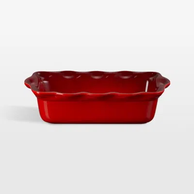 Crate & Barrel Le Creuset ® Heritage Cerise Fluted Ceramic Loaf Pan In Red