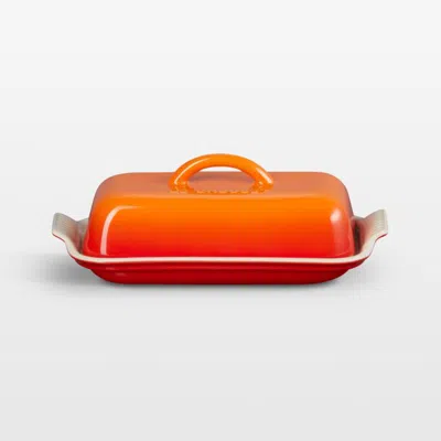 Crate & Barrel Le Creuset ® Heritage Flame Ceramic Butter Dish In Orange
