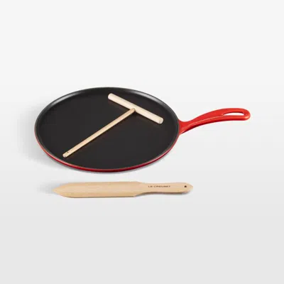 Crate & Barrel Le Creuset ® Heritage Traditional Round 10.25" Cerise Crepe Pan In Black