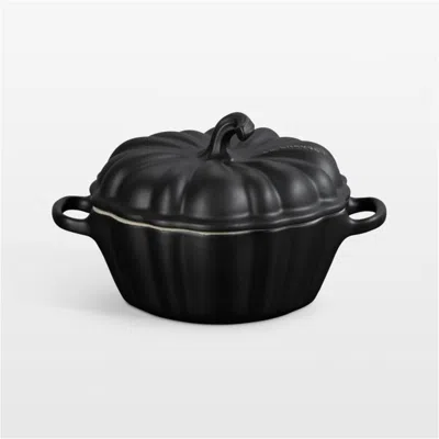 Crate & Barrel Le Creuset Licorice 12-oz. Figural Pumpkin Stoneware Mini Cocotte In Black
