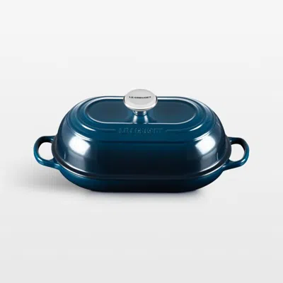 Crate & Barrel Le Creuset ® Signature 11.5" Nuit Oval Bread Oven In Blue