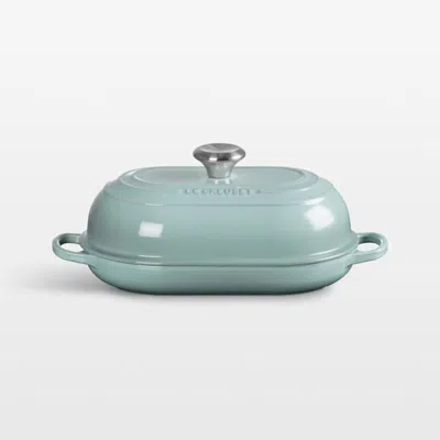 Crate & Barrel Le Creuset ® Signature 11.5" Sea Salt Oval Bread Oven In Blue