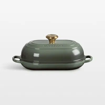 Crate & Barrel Le Creuset ® Signature 11.5" Thyme Oval Bread Oven In Green