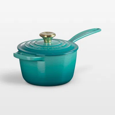 Crate & Barrel Le Creuset ® Signature 1.75-qt. Riviera Enameled Cast Iron Sauce Pan In Blue