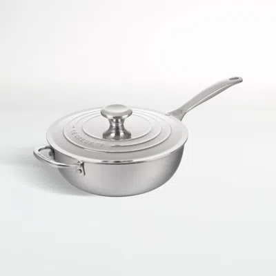 Crate & Barrel Le Creuset ® Signature 3.5-qt. Stainless Steel Nonstick Saucier Pan In Silver