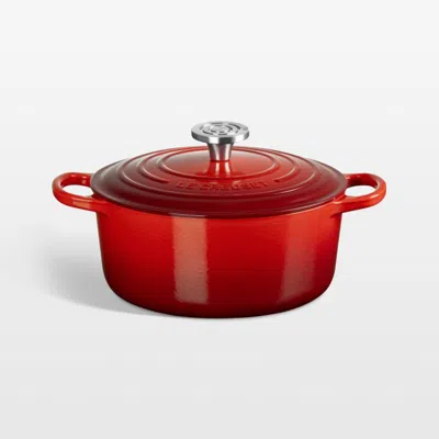 Crate & Barrel Le Creuset ® Signature 4.5-qt. Cerise Enameled Cast Iron Round Dutch Oven In Red