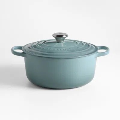 Crate & Barrel Le Creuset ® Signature 5.5-qt. Sea Salt Enameled Cast Iron Round Dutch Oven In Green/grey
