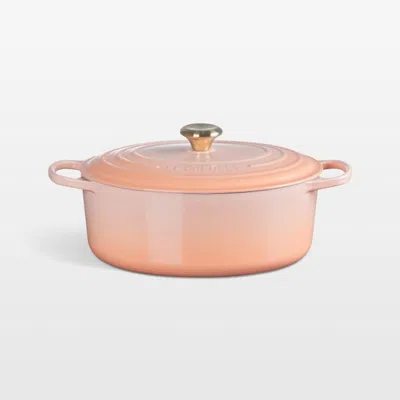 Crate & Barrel Le Creuset ® Signature 6.75-qt. Peche Enameled Cast Iron Oval Dutch Oven In Pink