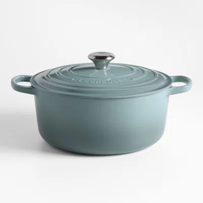 Crate & Barrel Le Creuset ® Signature 7.25-qt. Sea Salt Enameled Cast Iron Round Dutch Oven In Green/grey