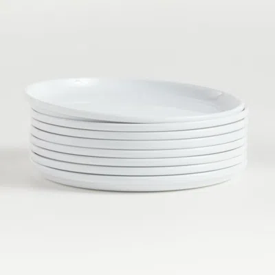 Crate & Barrel Logan Stacking Dinner Plates, Set Of 8 In White