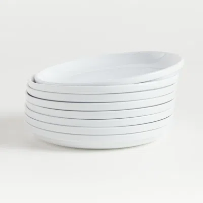 Crate & Barrel Logan Stacking Salad Plates, Set Of 8 In White