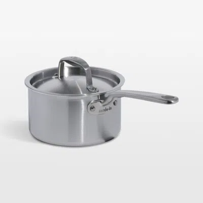 Crate & Barrel Made In 2-qt. Stainless Clad Saucepan With Stainless Steel Hardware In Silver