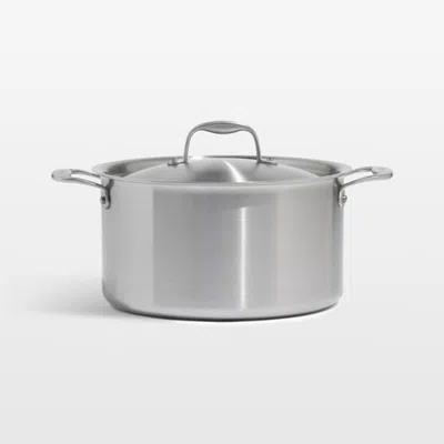 Crate & Barrel Made In Ceramiclad™ Nonstick 8-qt. Stockpot With Stainless Steel Hardware In Silver