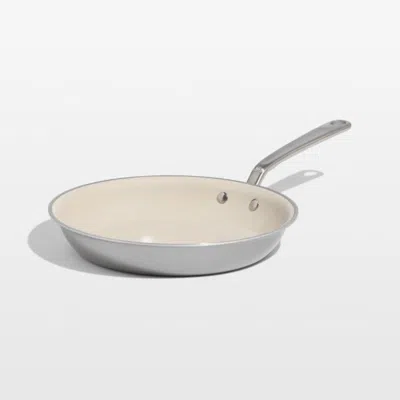 Crate & Barrel Made In Ceramiclad™ Nonstick Sand 10" Fry Pan With Stainless Steel Hardware In Silver