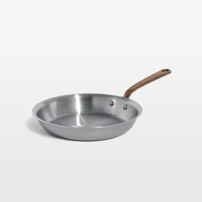 Crate & Barrel Made In Stainless Clad 10" Fry Pan With Brushed Copper Hardware In Silver