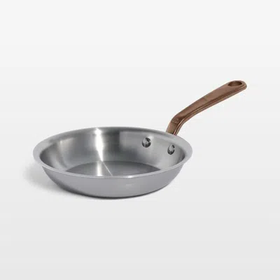 Crate & Barrel Made In Stainless Clad 8" Fry Pan With Brushed Copper Hardware In Silver