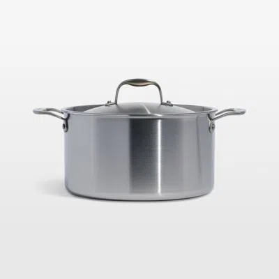 Crate & Barrel Made In Stainless Clad 8-qt. Stockpot With Stainless Steel Hardware In Silver
