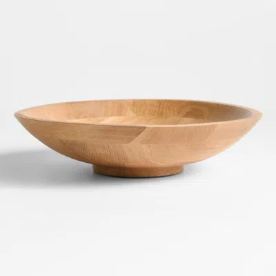Crate & Barrel Madeira 12" Oak Wood Salad Serving Bowl In Brown