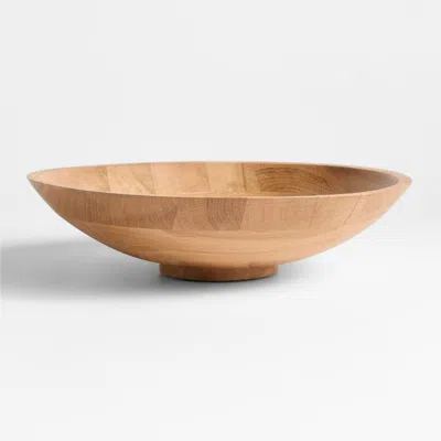 Crate & Barrel Madeira 14" Oak Wood Salad Serving Bowl In Brown