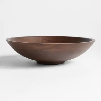 Crate & Barrel Madeira 14" Walnut-finished Acacia Wood Salad Serving Bowl In Brown