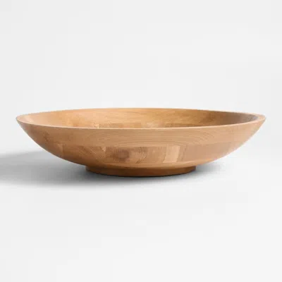 Crate & Barrel Madeira 17" Oak Wood Salad Serving Bowl In Brown
