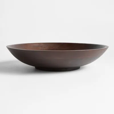 Crate & Barrel Madeira 17" Walnut-finished Acacia Wood Salad Serving Bowl In Brown