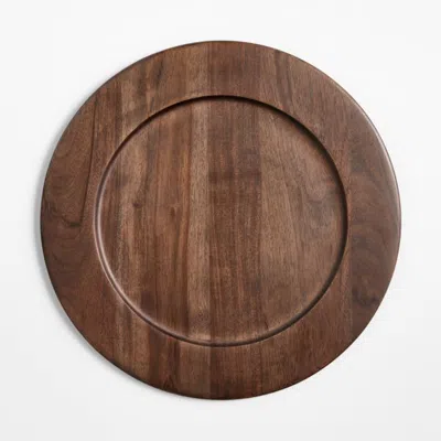 Crate & Barrel Madeira Acacia With A Walnut Finish Charger Plate In Brown