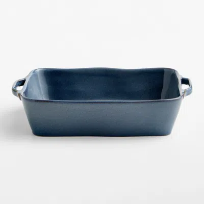 Crate & Barrel Marin 12"x 8.5" Medium Slate Blue Stoneware Baking Dish With Handles