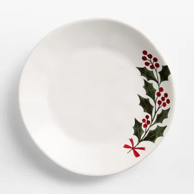 Crate & Barrel Marin Holly Berry Dinner Plate In White