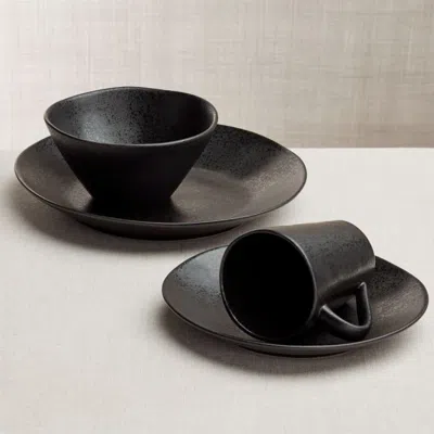 Crate & Barrel Marin Matte Black Stoneware 4-piece Place Setting