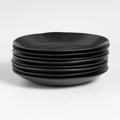 Crate & Barrel Marin Matte Black Stoneware Dinner Plates, Set Of 8
