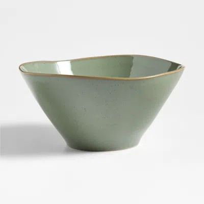 Crate & Barrel Marin Sage Green Small Stoneware Serving Bowl