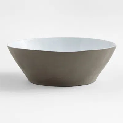 Crate & Barrel Marin White Recycled Stoneware Large Serve Bowl In Gray