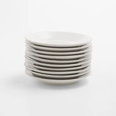 Crate & Barrel Marin White Round Stoneware Appetizer Plates, Set Of 10