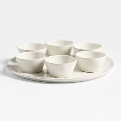 Crate & Barrel Marin White Stoneware Platter With Six Mini Bowls