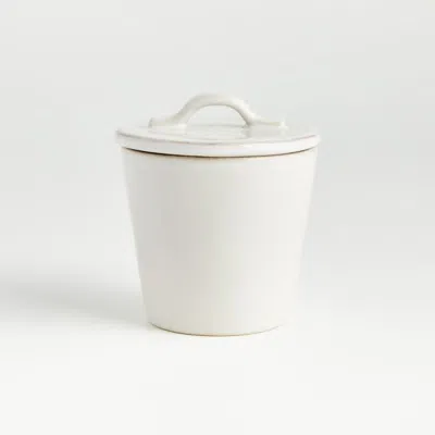Crate & Barrel Marin White Stoneware Sugar Bowl With Lid