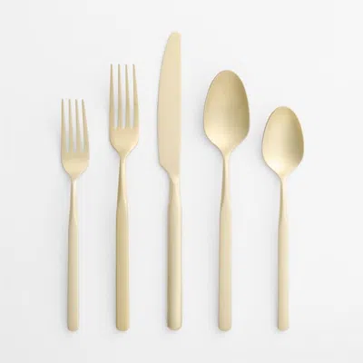 Crate & Barrel Mercer Champagne 5-piece Flatware Place Setting In Gold