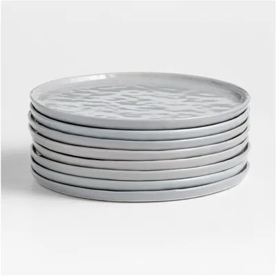 Crate & Barrel Mercer Grey Round Porcelain Dinner Plates, Set Of 8 In Gray