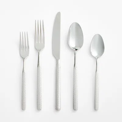 Crate & Barrel Mercer Texture 5-piece Flatware Place Setting In Silver