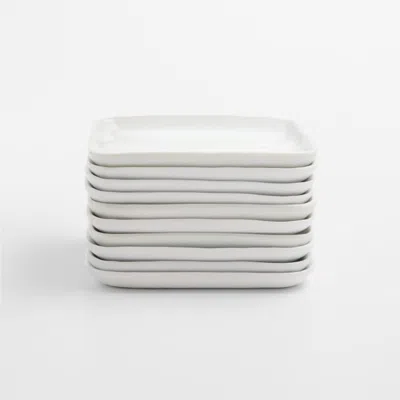 Crate & Barrel Mercer White Square Porcelain Appetizer Plates, Set Of 10