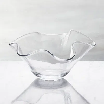 Crate & Barrel Mila Clear Glass Ruffle 11" Small Bowl In Transparent
