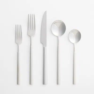 Crate & Barrel Miles Mirror 5-piece Flatware Place Setting In Silver