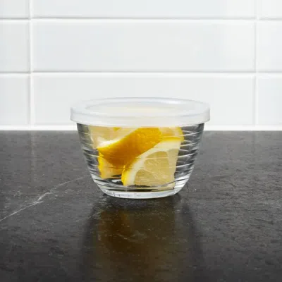 Crate & Barrel Mini Ribbed Glass Bowl With Lid In Transparent